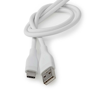 Nedis CCGB60800WT15 USB-Kabel USB 2.0| USB-A Stecker|USB-C Stecker 15 W |480 Mbps| Vernickelt| 1.50 m| Rund| Silikon| Weiss