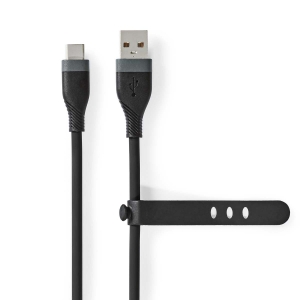 Nedis CCGB60800BK15 USB-Kabel USB 2.0| USB-A Stecker|USB-C Stecker 15 W |480 Mbps| Vernickelt| 1.50 m| Rund| Silikon| Weiss