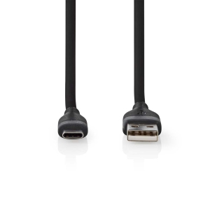 Nedis CCGB60800BK15 USB-Kabel USB 2.0| USB-A Stecker|USB-C Stecker 15 W |480 Mbps| Vernickelt| 1.50 m| Rund| Silikon| Weiss