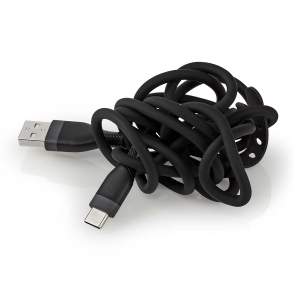 Nedis CCGB60800BK15 USB-Kabel USB 2.0| USB-A Stecker|USB-C Stecker 15 W |480 Mbps| Vernickelt| 1.50 m| Rund| Silikon| Weiss