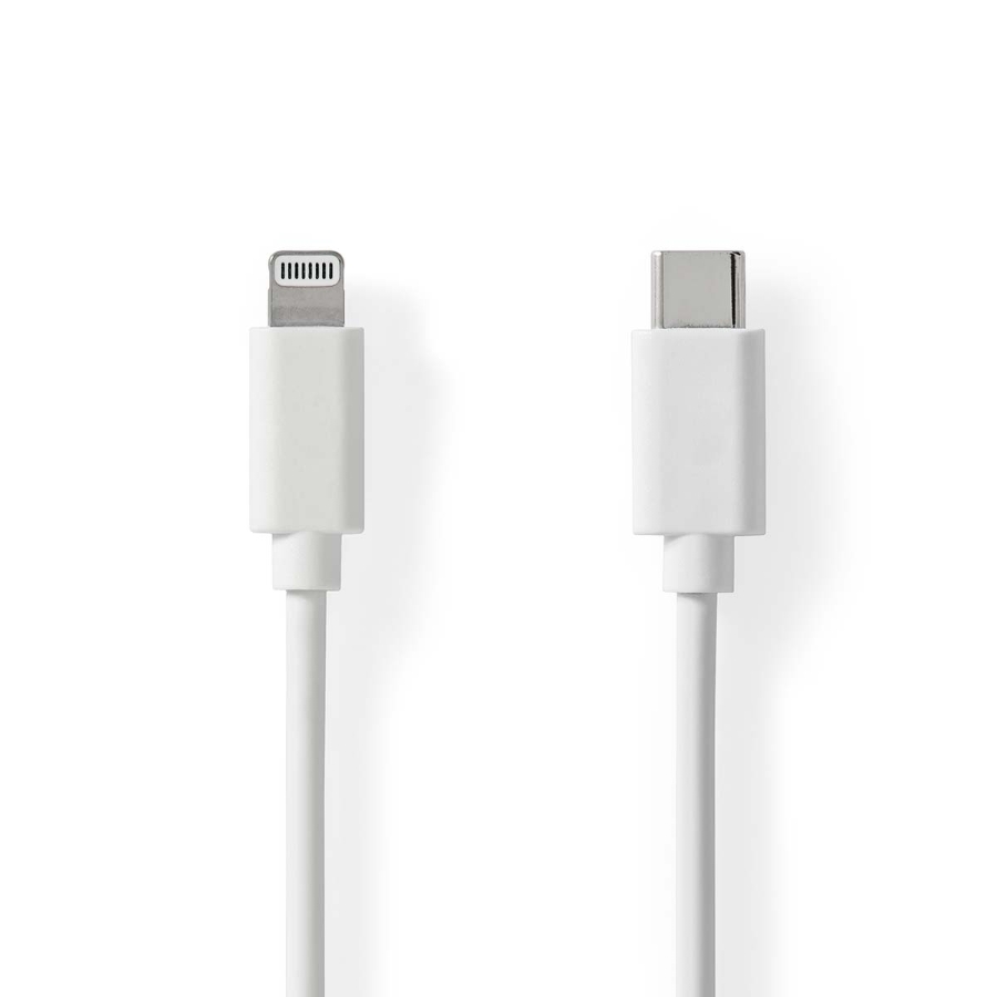 Nedis CCGL39650WT20 Lightning Kabel USB 2.0 |Apple Lightning 8-Pin USB-C™ Stecker | 480 Mbps | Vernickelt | 1.00 m | Rund | PVC
