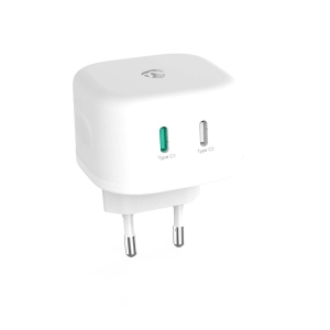 Nedis WCGPD45W100WT Netzladegerät 45 W | GaN | PD3.0 45W |Weiss Schnellladefunktion| 2.25 A / 3.0 A | Ausgänge: 2| 2x USB-C