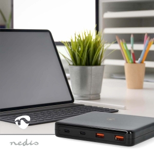 Nedis DCGPD65W100BK Tischladegerät 5 W | GaN|1.5/2.0/2.5/3.0/3.25A Ausgänge: 4|USB-A / USB-C| Euro | 1.50 m| Auto Spannungswahl
