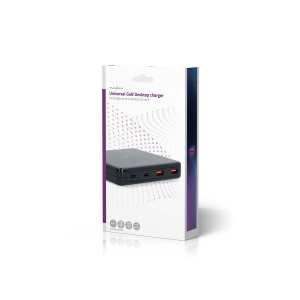 Nedis DCGPD65W100BK Tischladegerät 5 W | GaN|1.5/2.0/2.5/3.0/3.25A Ausgänge: 4|USB-A / USB-C| Euro | 1.50 m| Auto Spannungswahl