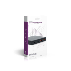 Nedis DCGPD65W100BK Tischladegerät 5 W | GaN|1.5/2.0/2.5/3.0/3.25A Ausgänge: 4|USB-A / USB-C| Euro | 1.50 m| Auto Spannungswahl