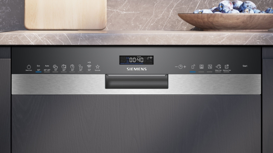 Siemens SN55ES12CE IQ500 Geschirrspüler Einbau teilintegriert 60cm  Edelstahl mit Besteckschublade