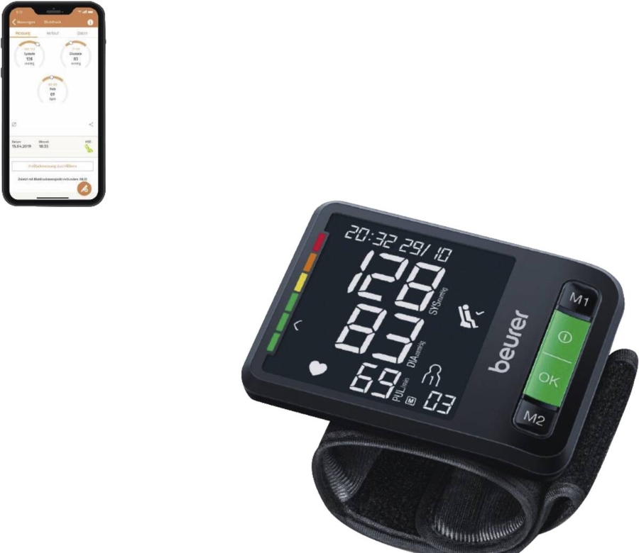 Beurer BC 87 Handgelenk-Blutdruckmessgerät mit App-Anbindung Schwarz