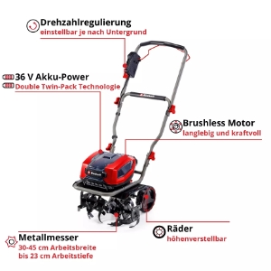 Einhell GP-CR 36/45 Li E BL- Solo PROFESSIONAL Akku-Bodenhacke 