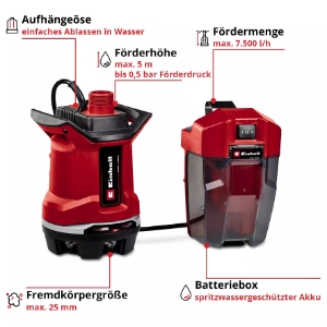 Einhell GE-DP 18/25 Li - Solo Akku-Schmutzwasserpumpe  