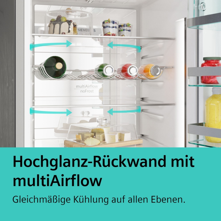 Siemens KG36NXXBF Kühl-Gefrier-Kombination mit Gefrierbereich unten, Gebürsteter schwarzer Stahl AntiFingerprint,NoFrost