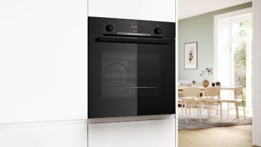 Bosch HBA514BB3 Backofen Einbau  Schwarz Touch-Control-Bedienung, versenkbare Drehwähler, Timer