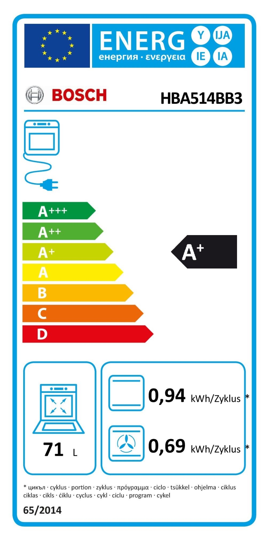 Bosch HBA514BB3 Backofen Einbau  Schwarz Touch-Control-Bedienung, versenkbare Drehwähler, Timer