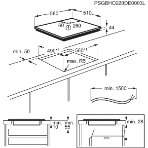 AEG TI64IB1BIZ 7000 Sense / SaphirMatt® / Autarkes Induktionskochfeld / 60 cm/Kindersicherung 