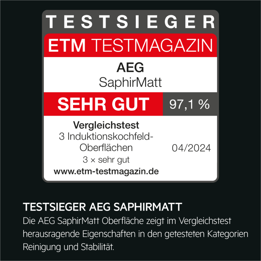 AEG TI64IB1BIZ 7000 Sense / SaphirMatt® / Autarkes Induktionskochfeld / 60 cm/Kindersicherung 