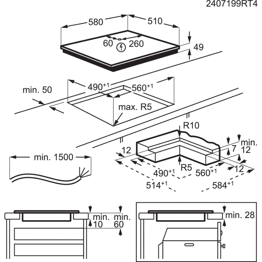 AEG TI64IB1BIZ 7000 Sense / SaphirMatt® / Autarkes Induktionskochfeld / 60 cm/Kindersicherung 