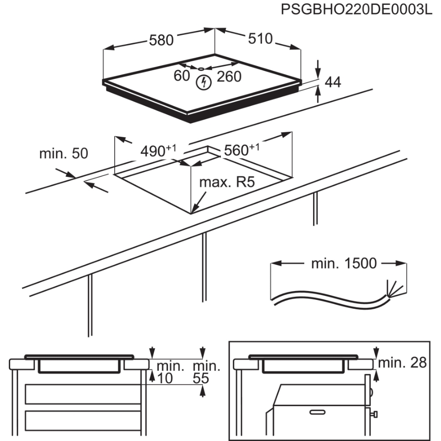 AEG TI64IB1BIZ 7000 Sense / SaphirMatt® / Autarkes Induktionskochfeld / 60 cm/Kindersicherung 