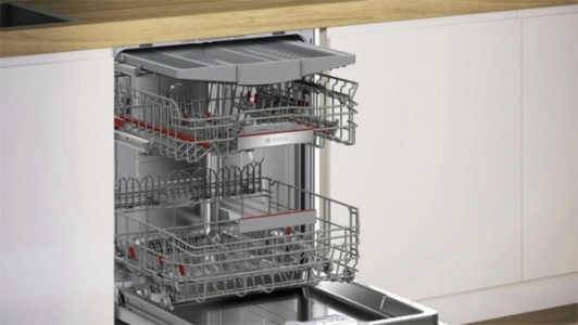 Bosch SMI6ECS12E Teilintegrierter Geschirrspüler, 60 cm, Edelstahl mit Besteckschublade