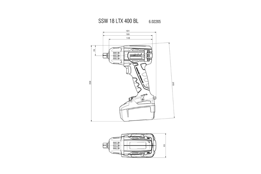 Metabo SSW 18 LTX 400 BL Akku-Schlagschraube 18V 2x4Ah LiHD Ladegerät ASC 55, metaBOX 14