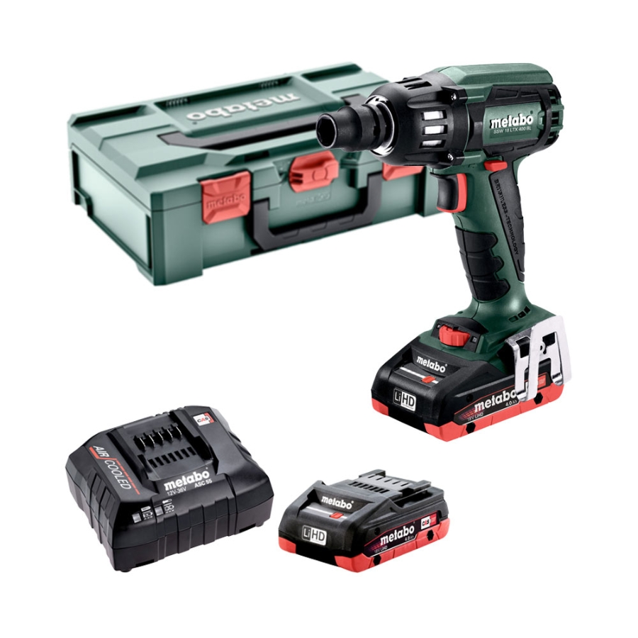 Metabo SSW 18 LTX 400 BL Akku-Schlagschraube 18V 2x4Ah LiHD Ladegerät ASC 55, metaBOX 14