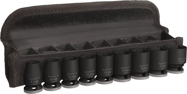 BOSCH Professional PRO Impact Steckschlüsselsatz Set, 3/8", Standard, 9-tlg. 2608003036