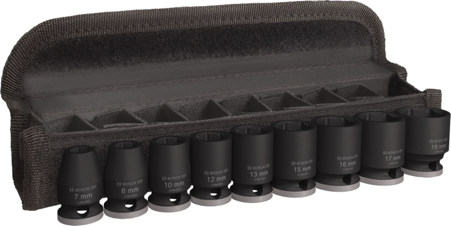 BOSCH Professional PRO Impact Steckschlüsselsatz Set, 3/8", Standard, 9-tlg. 2608003036