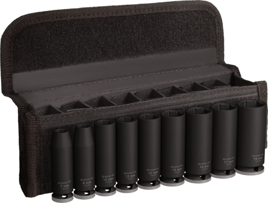 BOSCH Professional PRO Impact Socket Set, 3/8", tief, 9-tlg. 2608003037