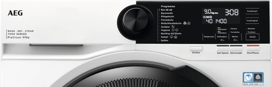 AEG LWR7G65690 Serie 7000 ProSteam®  Waschtrockner Stand 1600 U/ min 9.0 kg Waschen / 5.0 kg Trocknen / D energiesparend /