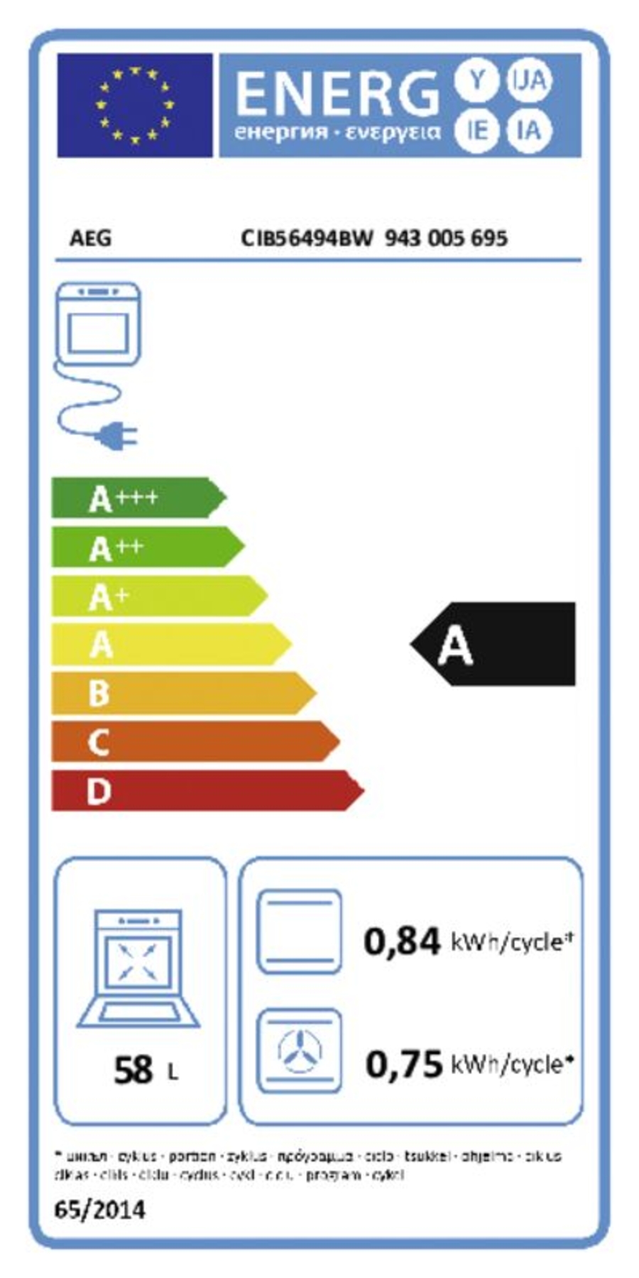 AEG CIB56494BW Standherd Induktion  50cm Breit Weiss