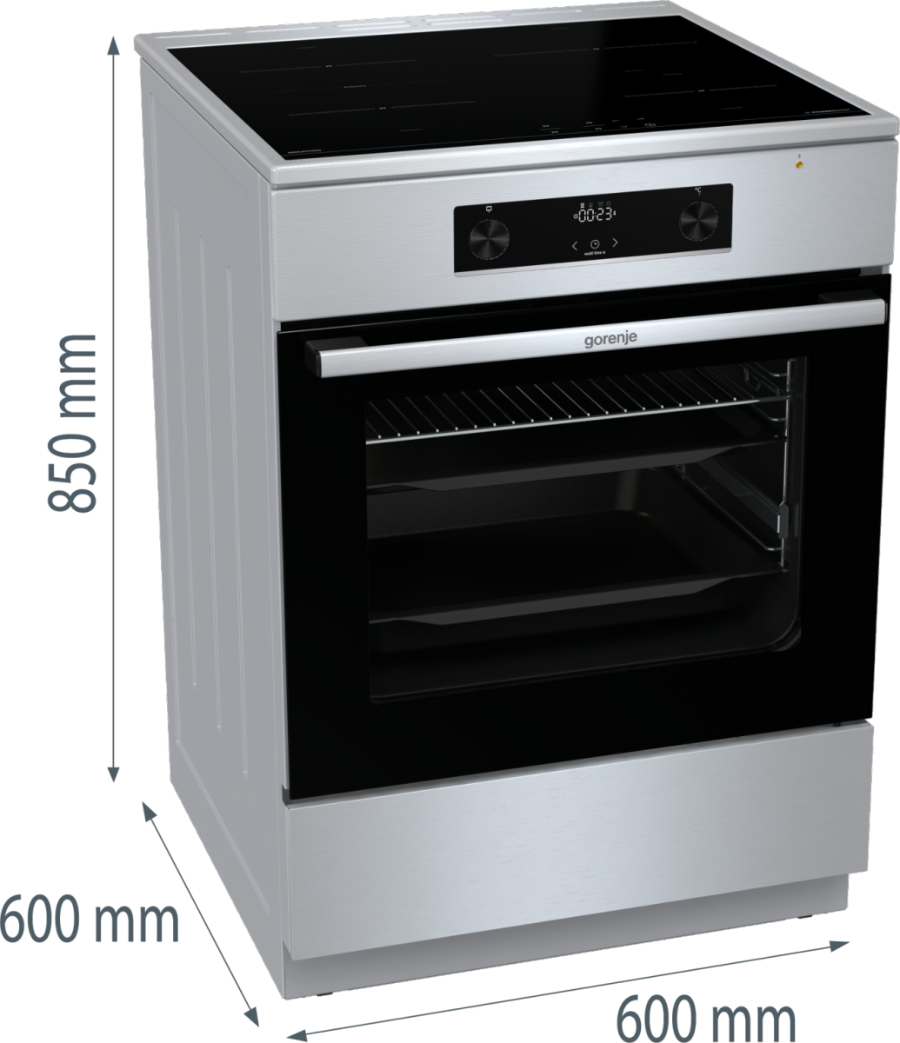Gorenje GEIT6C60XPG Elektroherd mit Induktionskochfeld  Edelstahl,AirFry,Pizzafunktion