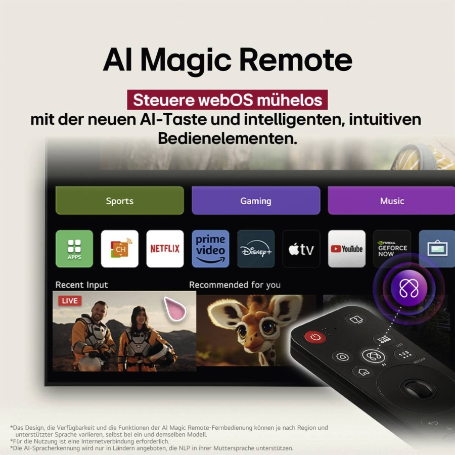 LG OLED65G59LS 4K OLED evo Gallery Design Smart TV mit Standfuß 