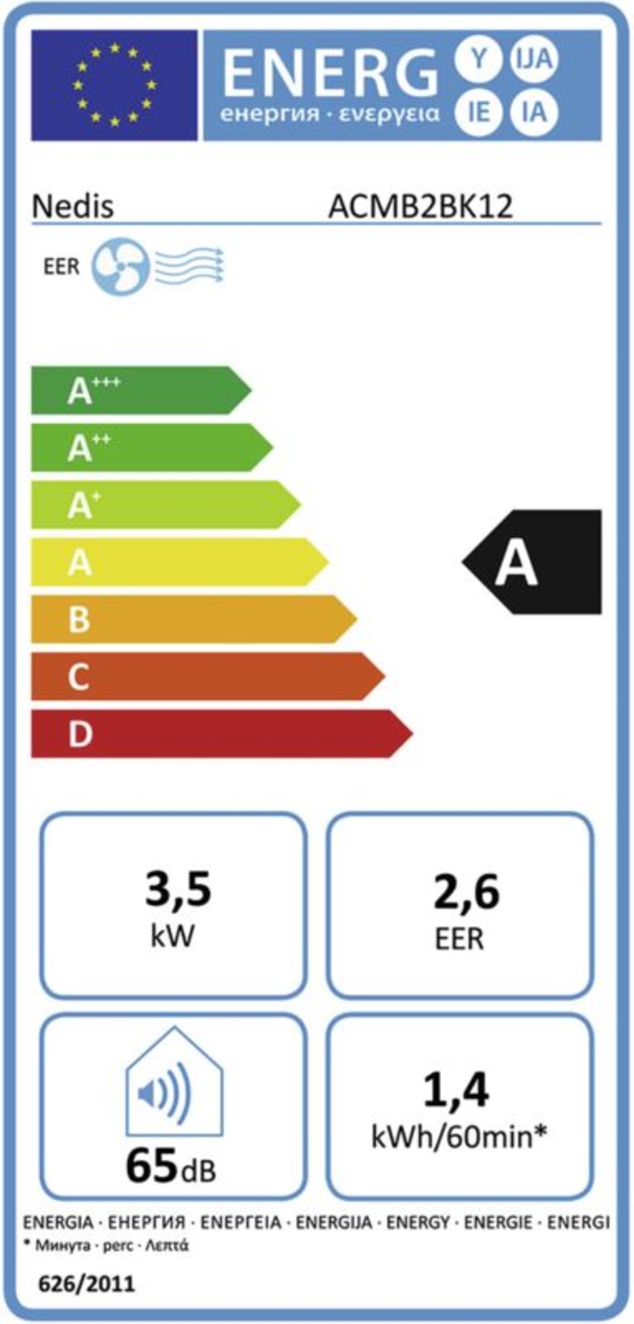 Nedis ACMB2BK12 3-in-1 Klimaanlage, Gebläse und Entfeuchter geeignet für Räume bis 100 m³, Energieeffizienzklasse A