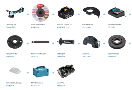 Makita DGA513RTJ Akku-Winkelschleifer LXT  18 V • 125 mm • 3.000 - 8.500 U/min