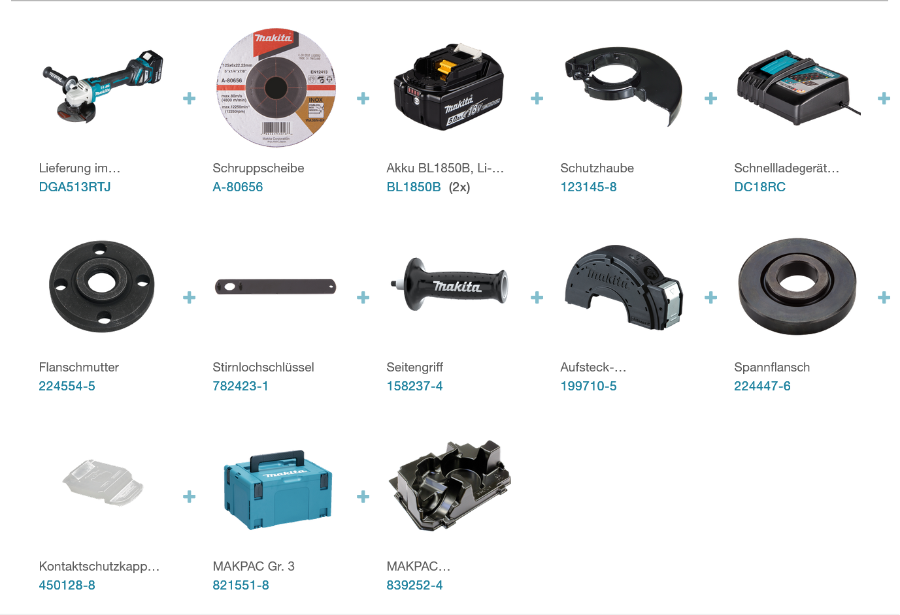Makita DGA513RTJ Akku-Winkelschleifer LXT  18 V • 125 mm • 3.000 - 8.500 U/min
