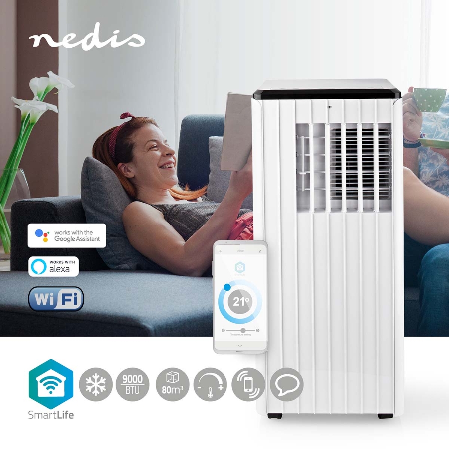 Nedis WIFIACMB3WT9  SmartLife 3-in-1-Klimaanlage Wi-Fi | 9000 BTU | 80 m³ | Entfeuchtung | Android™ / IOS 
