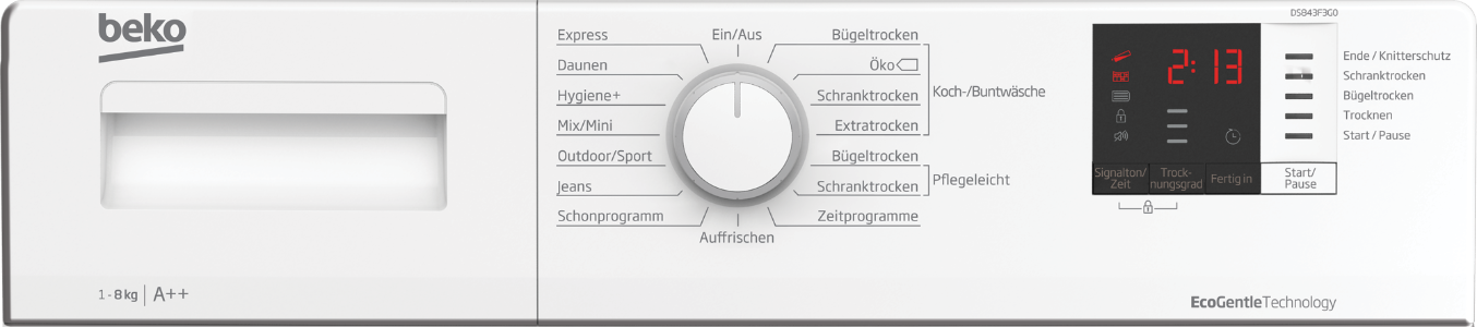 Beko DS843F3G0 Wärmepumpentrockner 8kg Weiss A++