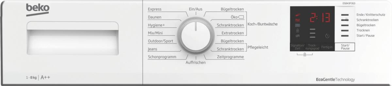 Beko DS843F3G0 Wärmepumpentrockner 8kg Weiss A++