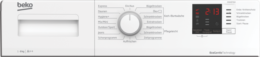 Beko DS843F3G0 Wärmepumpentrockner 8kg Weiss A++