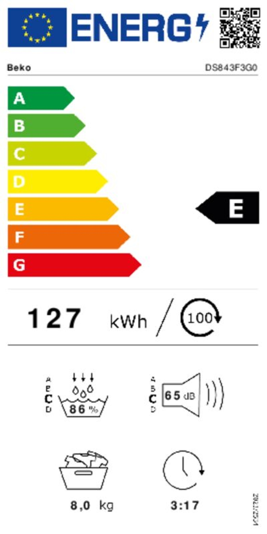 Beko DS843F3G0 Wärmepumpentrockner 8kg Weiss A++