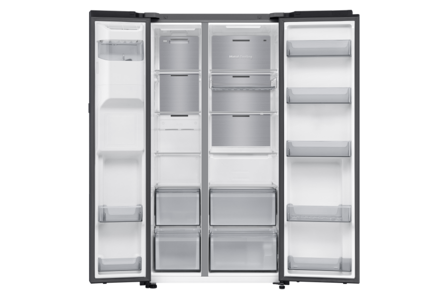 Samsung RS90F64EDFEF Side-by-Side  Premium Black Steel mit AI Home und Festwasseranschluss 