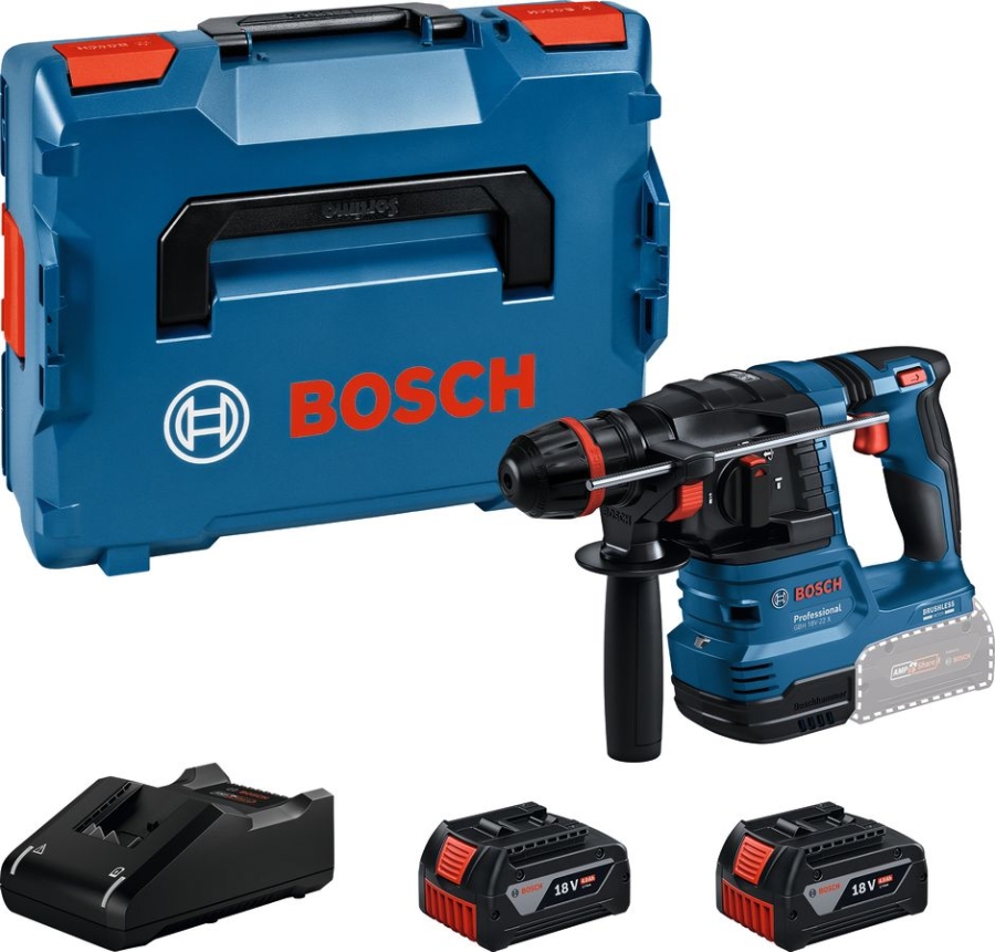 BOSCH Professional GBH 18V-22 X Akku-Bohrhammer mit ONECHUCK  mit 2 x Akku GBA 18V 4.0Ah  0611924001