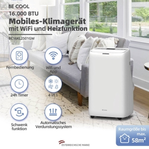 BE COOL BC16KL2501GW Klimagerät 16.000 BTU mit WIFI mobil 