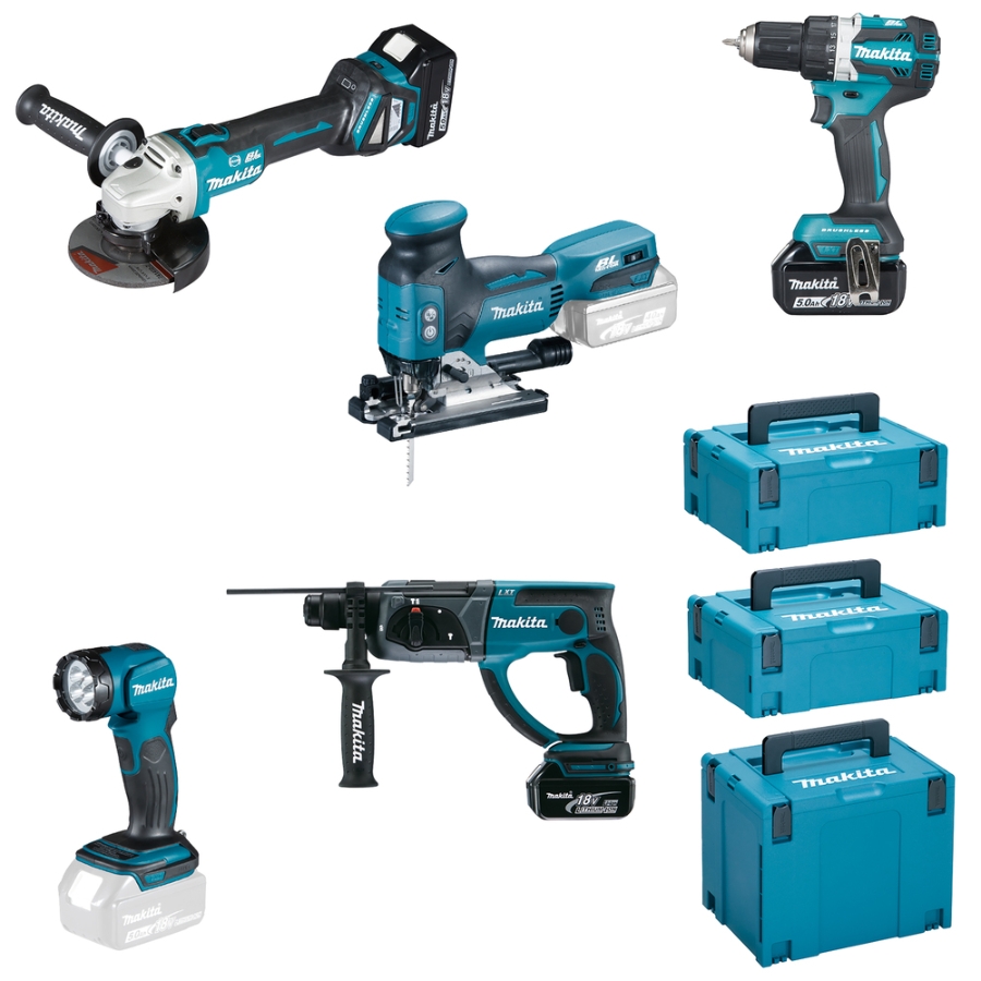 Makita DLX5066TJ Akku-Spezialset LXT LXT • 18 V • Werkzeugset ,3x BL1850B  5Ah Akku