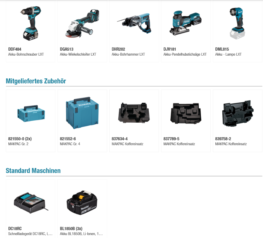 Makita DLX5066TJ Akku-Spezialset LXT LXT • 18 V • Werkzeugset ,3x BL1850B  5Ah Akku