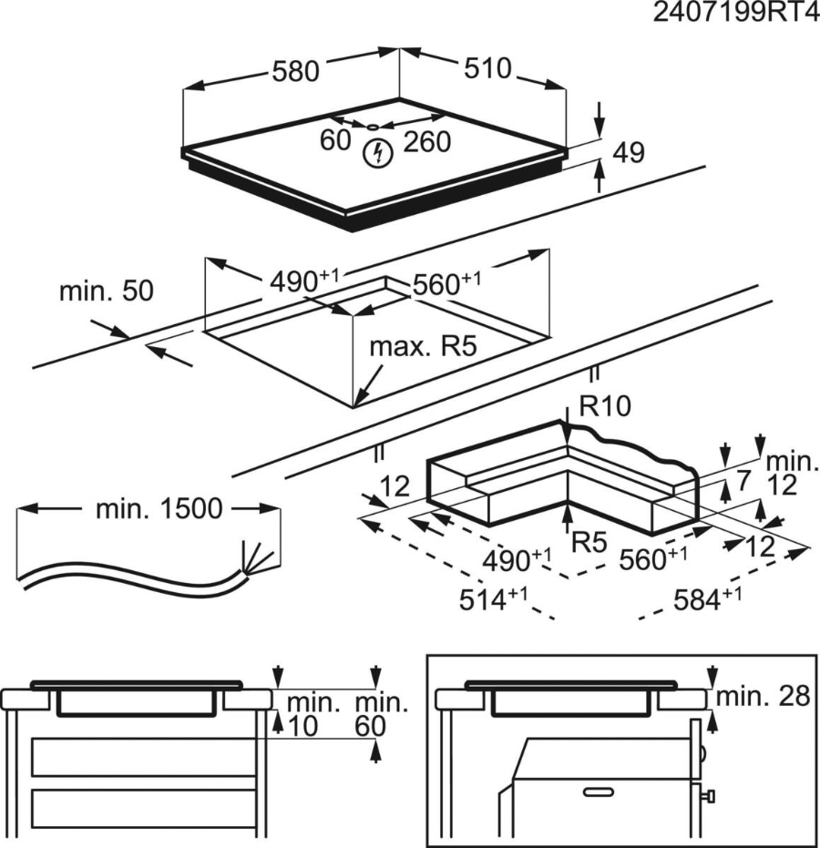 AEG TI64IB1FIZ Kochfeld Induktion 60 cm Saphirtmatt 