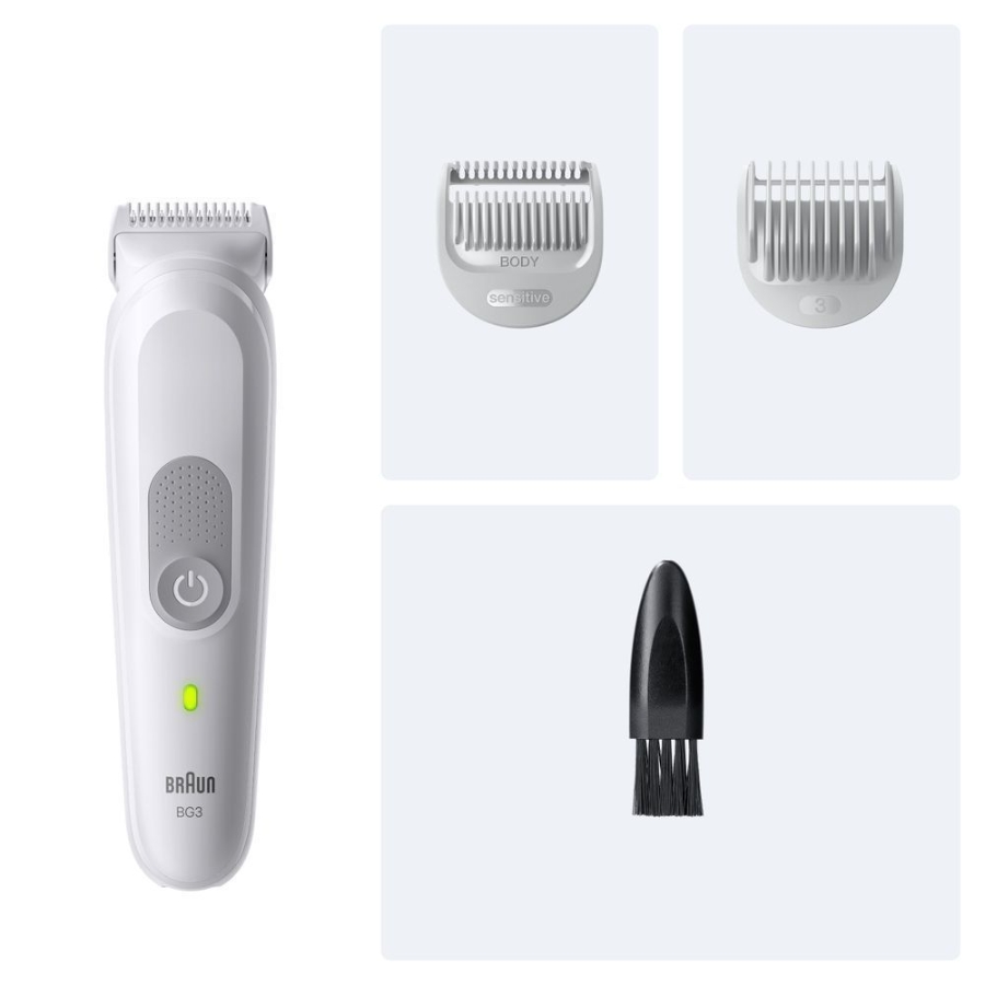 Braun Personal Care BG3530 Bodygroomer Series 3, +3 Zubehörteile,  Rasieren & Trimmen, Wasserdicht, Grau