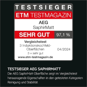 AEG XCD6847AS Induktionskochfeld mit Kochfeldabzug autark   SaphirMatt® / Muldenlüfter / Umluft / 83cm