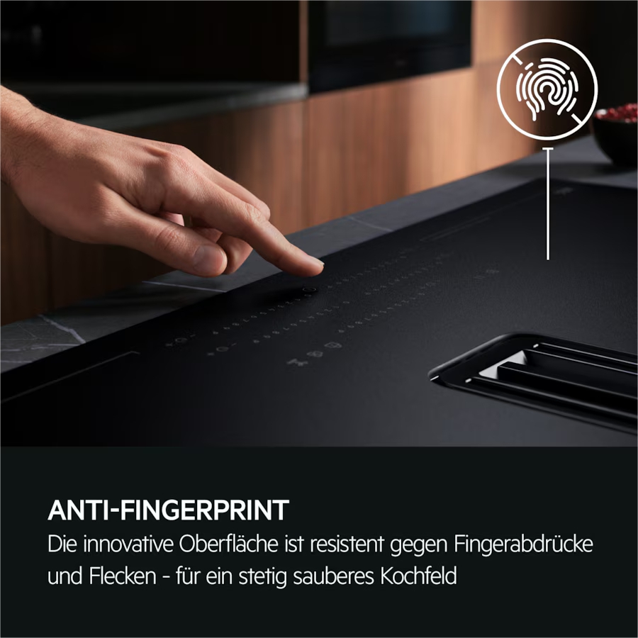 AEG XCD6847AS Induktionskochfeld mit Kochfeldabzug autark   SaphirMatt® / Muldenlüfter / Umluft / 83cm