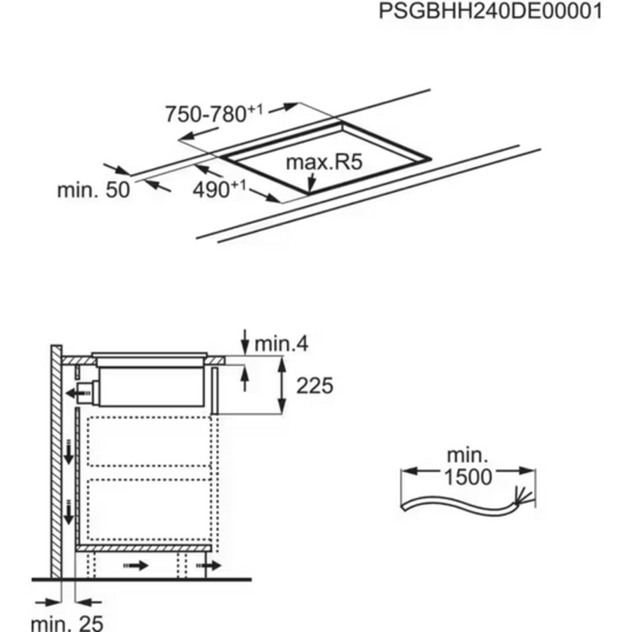AEG TH84CB0BSZ Autarkes Kochfeld mit integriertem Dunstabzug / SaphirMatt® / Muldenlüfter / Abluft / Abluft oder Umlfuft 