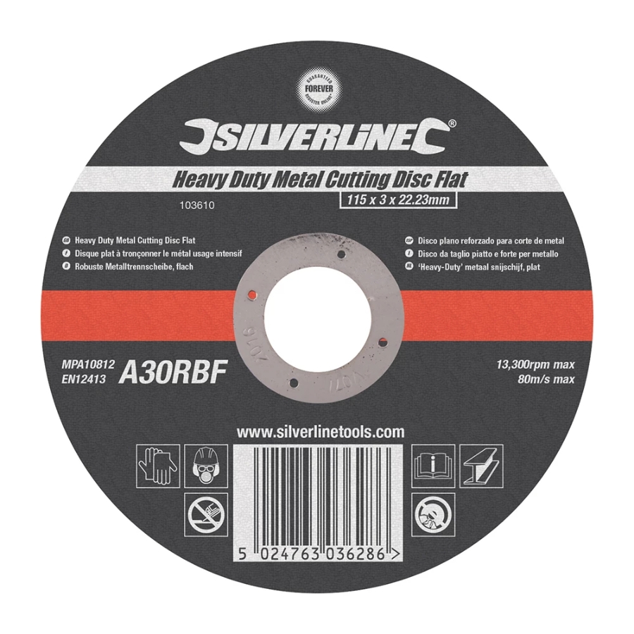 Silverline  Robuste Metalltrennscheibe, flach LOSE 115x3x2,23mm