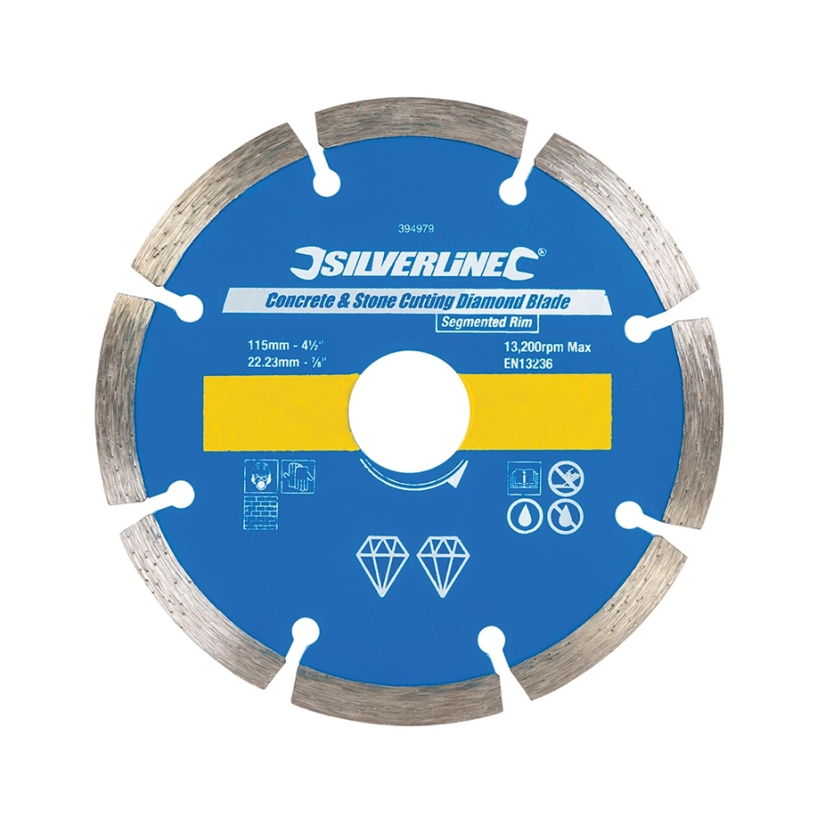 Silverline  Stein- und Beton-Diamanttrennscheibe 115x22,23mm 